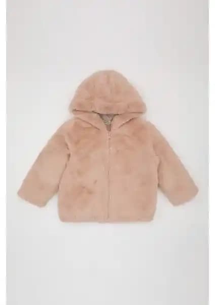 DeFacto Kız Bebek Polar Astarlı Peluş Kapüşonlu Montu Sıcak ve Şık Kış Giyim Seçeneği