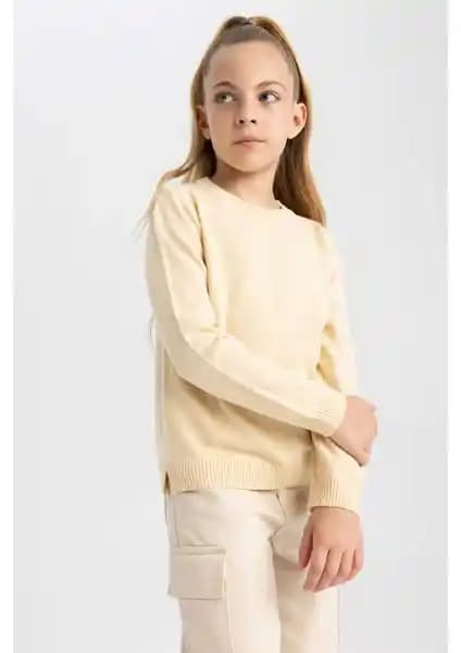 DeFacto Kız Çocuk Bisiklet Yaka Okul Kazakları Şık ve Rahat Günlük Kullanım İçin