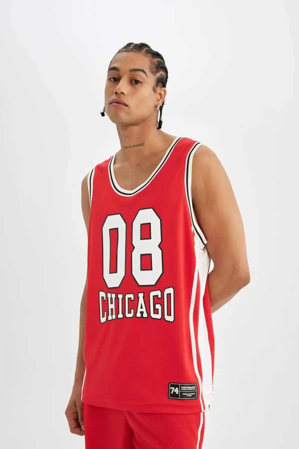 DeFactoFit Standart Fit Bisiklet Yaka Baskılı Atlet Yüksek Kaliteli Spor Giyim