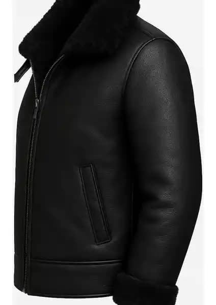 Derimontaya Hakiki İçi Kürk Deri Mont Siyah: Şık ve Dayanıklı Erkek Kış Kıyafeti