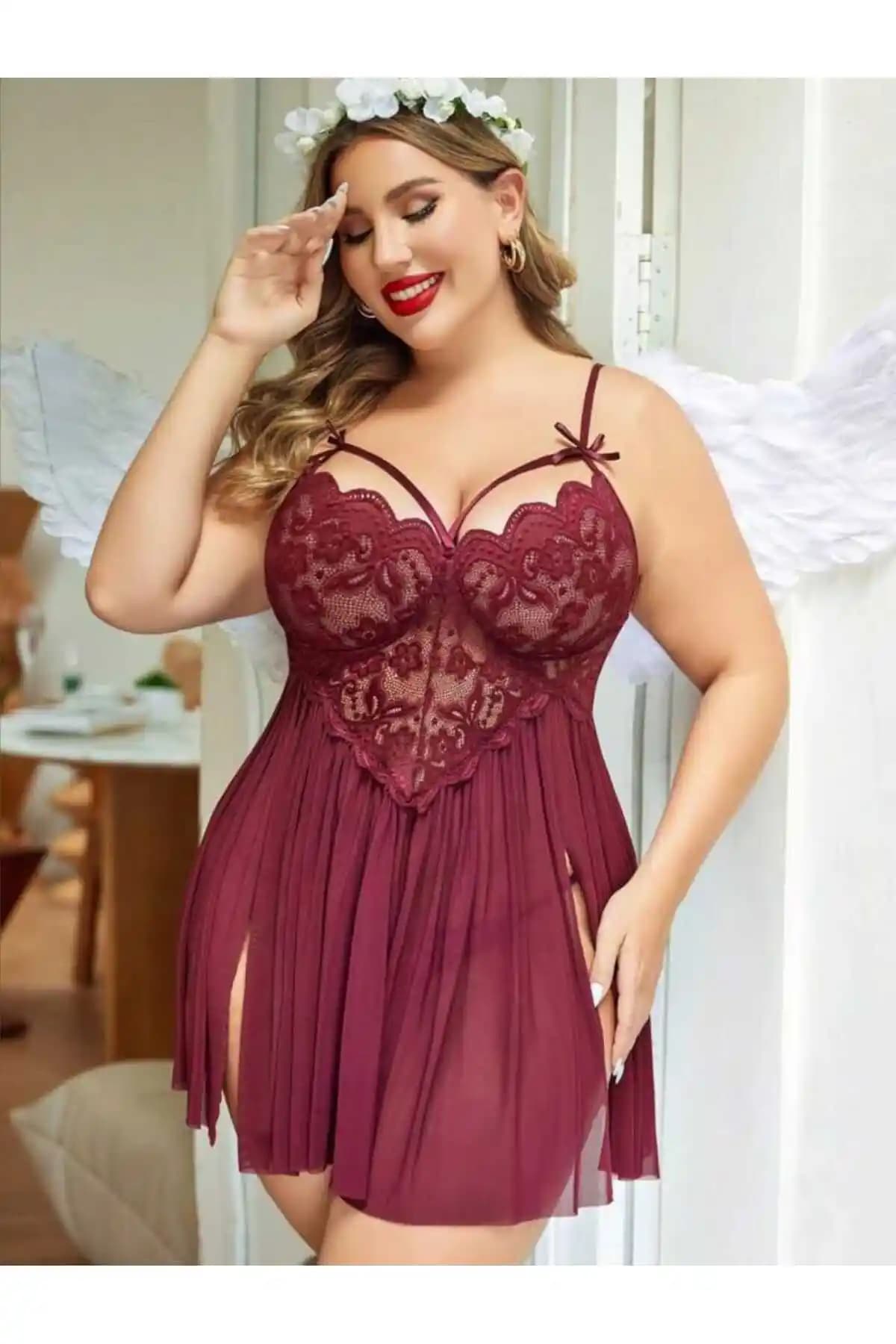 EFİL EFİL Kadın Büyük Beden Fantezi Gecelik: Şıklık ve Konforu Bir Arada Sunar