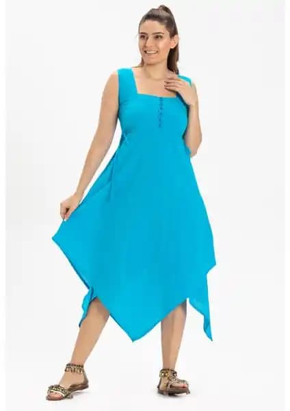 Eliş Şile Bezi Kolsuz Midi Boy Yazlık Elbise Doğal Kumaş ile Şıklık ve Konforun Buluşması