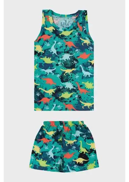 Erkek Çocuklar İçin Yüksek Konforlu Desenli Pamuklu Atlet Boxer Takımı