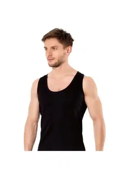 Erkekler İçin Şık ve Konforlu Ribana Atletler 3'lü Paket Siyah Renkli