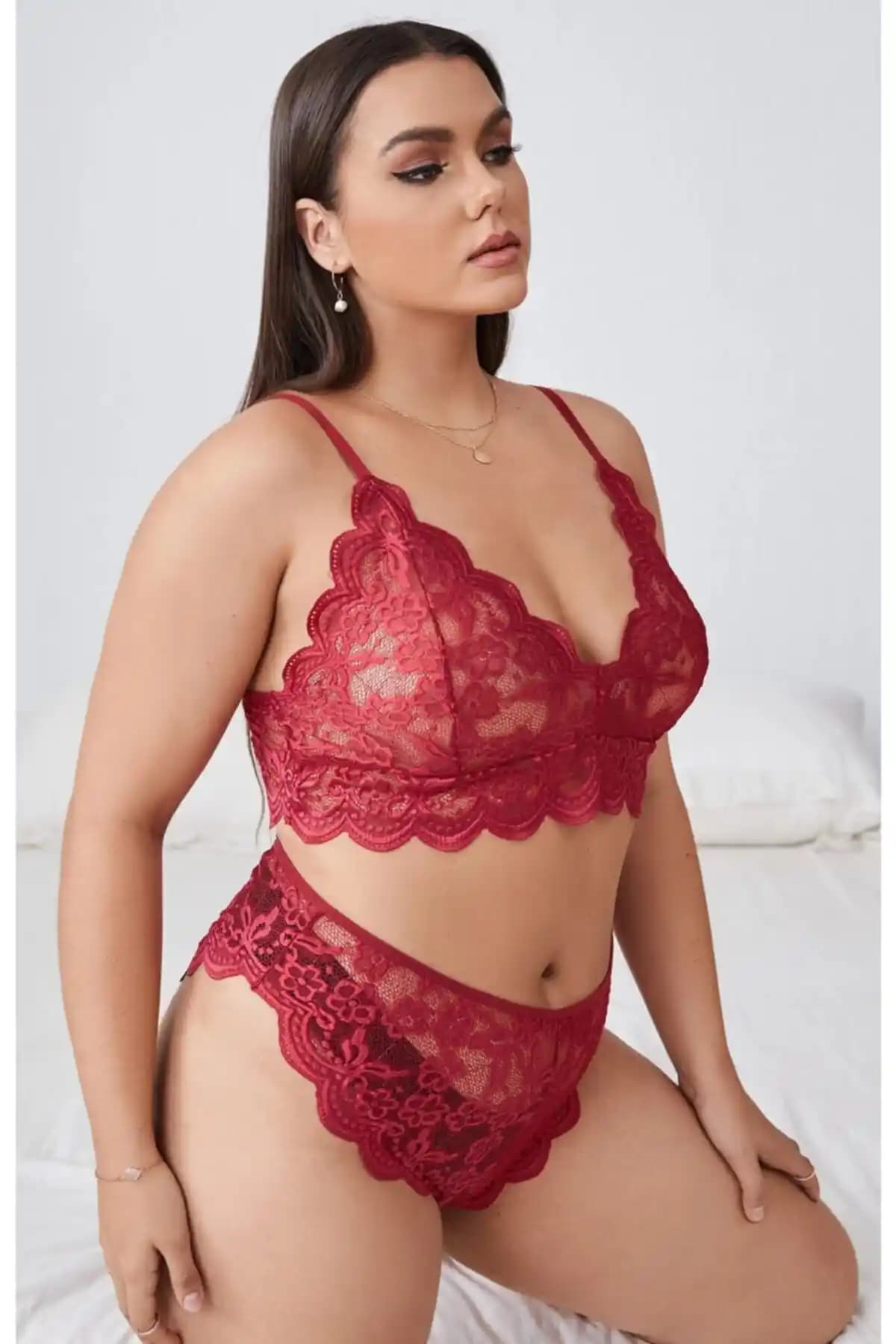 Fancy&Dancy Bordo Dantel Battal Boy Sütyen ve Külot Takımı İnceleme ve Özellikleri