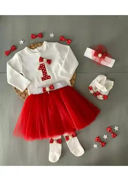 Furya Kız Bebek 1 Yaş Doğum Günü Elbisesi Renkli ve Şık Tasarım Türkiye Üretimi