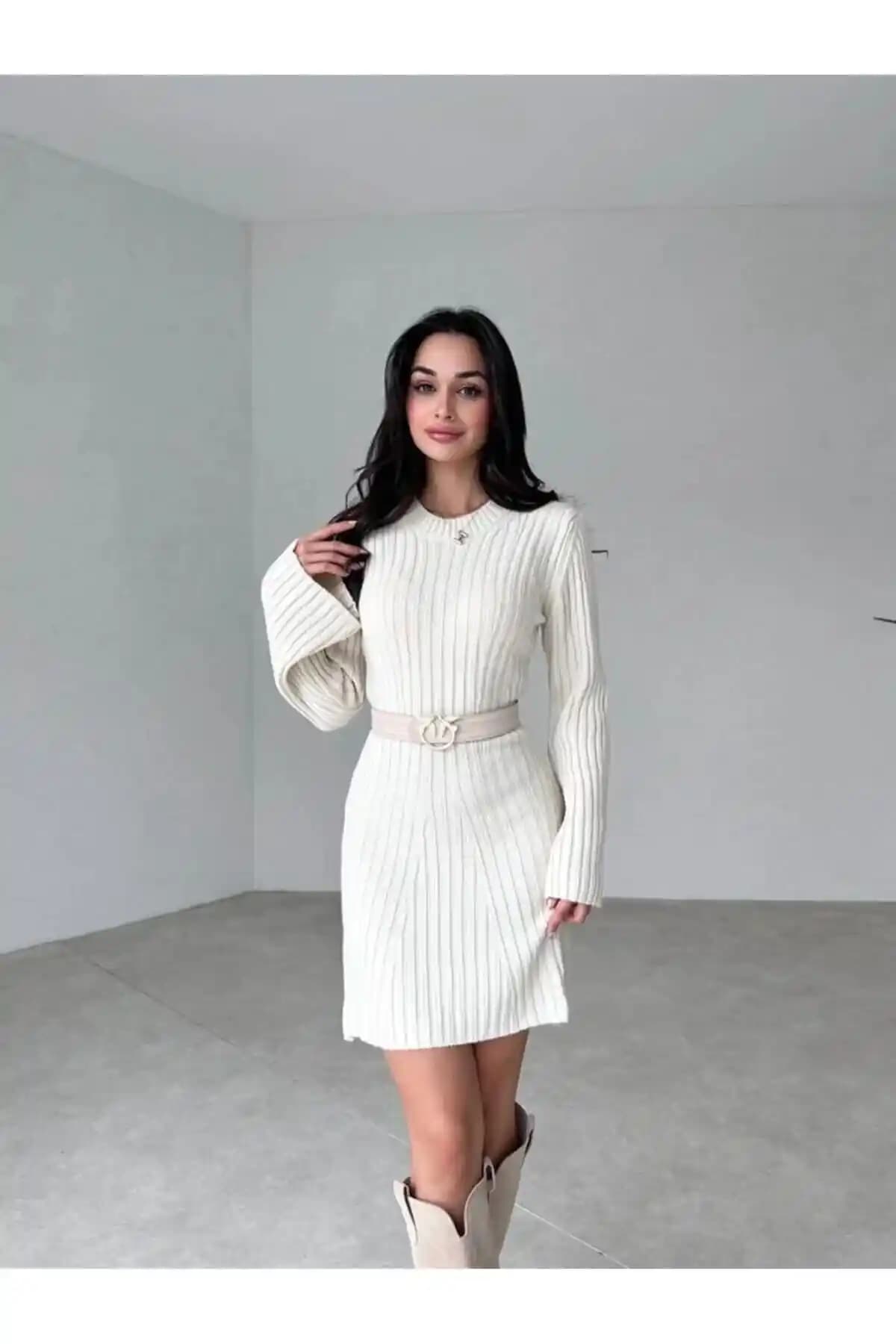 Genel Markalar 10 NUMARA MODA Kadın Kışlık Triko Elbise Modern ve Şık Tasarım