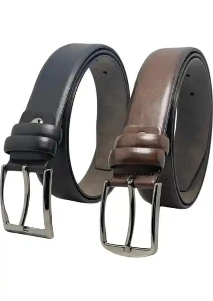 Genuine Leather Company Erkek Klasik Kemerler 2'li Set Şık ve Dayanıklı Tasarım