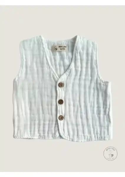 GizBee Baby 4 Katlı Müslin Yelek: Bebekler İçin Şık ve Konforlu Tasarım