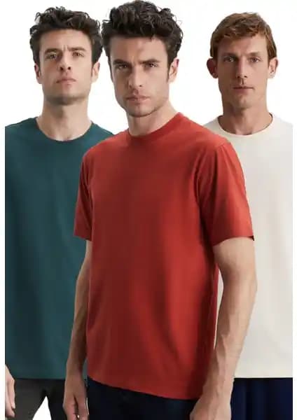 Grimelange Cultivated Erkek 3'lü Organik Pamuk T-shirtleri Günlük Şıklık ve Konfor Sunar