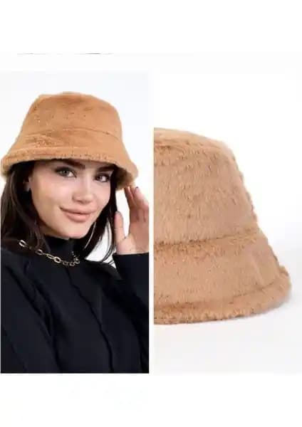 Gullfoss Tavşan Tüyü Peluş Bucket Şapka Kadınlar İçin Sıcak ve Şık Kış Aksesuarı