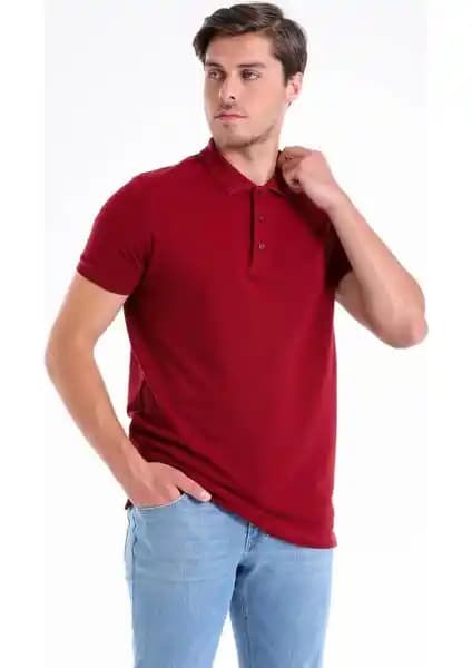 Hatemoğlu Erkek Bordo Polo Yaka Tişört %100 Pamuk Şık ve Konforlu Tasarım