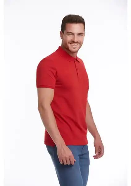 Hatemoğlu Erkek Kırmızı Polo Yaka Tişört %100 Pamuk Regular Fit Şıklık ve Konfor Bir Arada