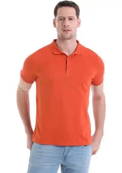 Hatemoğlu Kiremit Renkli Regular Fit Polo Yaka Tişört Erkekler İçin Şıklık ve Konfor Sunar