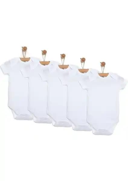 HelloBaby Unisex 5li Beyaz Body Bebekler İçin Güvenli ve Konforlu Giyim Seçeneği
