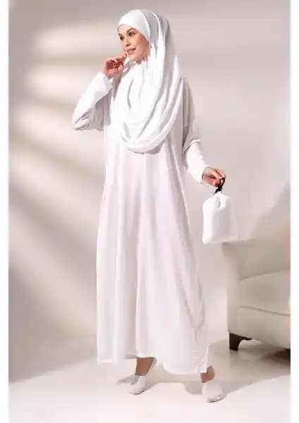 İhvan Beyaz Kadın Namaz Elbisesi: Pratik, Şık ve Dört Mevsim Kullanıma Uygun
