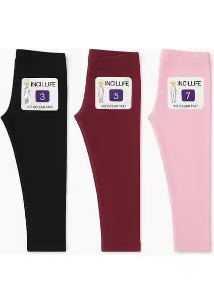 İncili 3'lü Çocuk Tayt Seti Kışlık Şardonlu ve Yüksek Kaliteli Konforlu Giyim