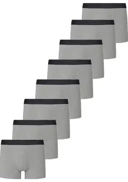 John Lion Erkek Premium Likralı 8'li Boxer Gri - Konfor ve Dayanıklılık Sunan Günlük Kullanım İçin