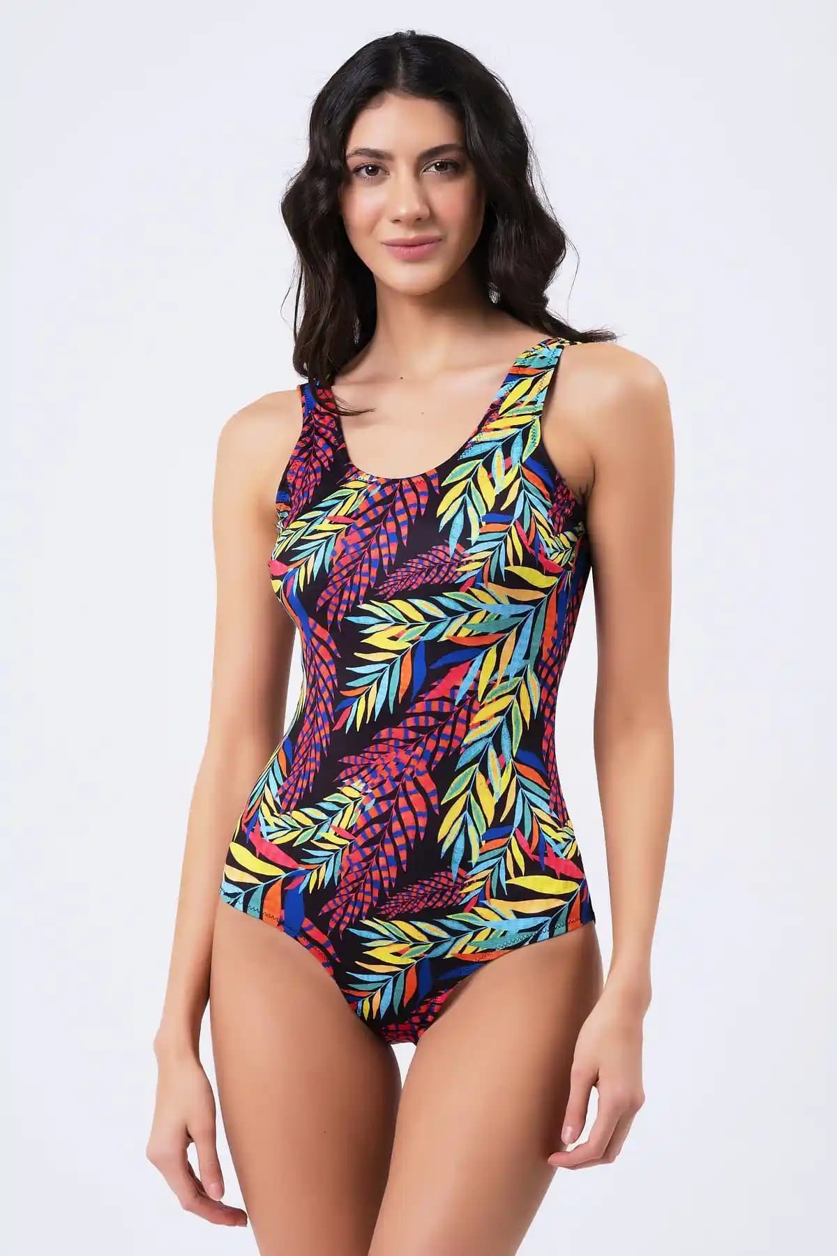 Kadın Renkli Yaprak Desenli Yüzücü Mayo - Estetik ve Fonksiyonellik Bir Arada