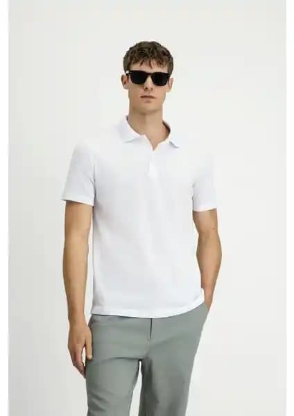 Kiğılı Polo Yaka Regular Fit Nakışlı Pamuklu Tişört Erkek Günlük ve Spor Kullanımına Uygun