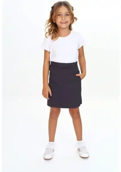 Kinderos Kız Çocuk Beli Lastikli Okul Kaşkorse Şort Etek 8637 - Rahat ve Şık Yazlık Giyim