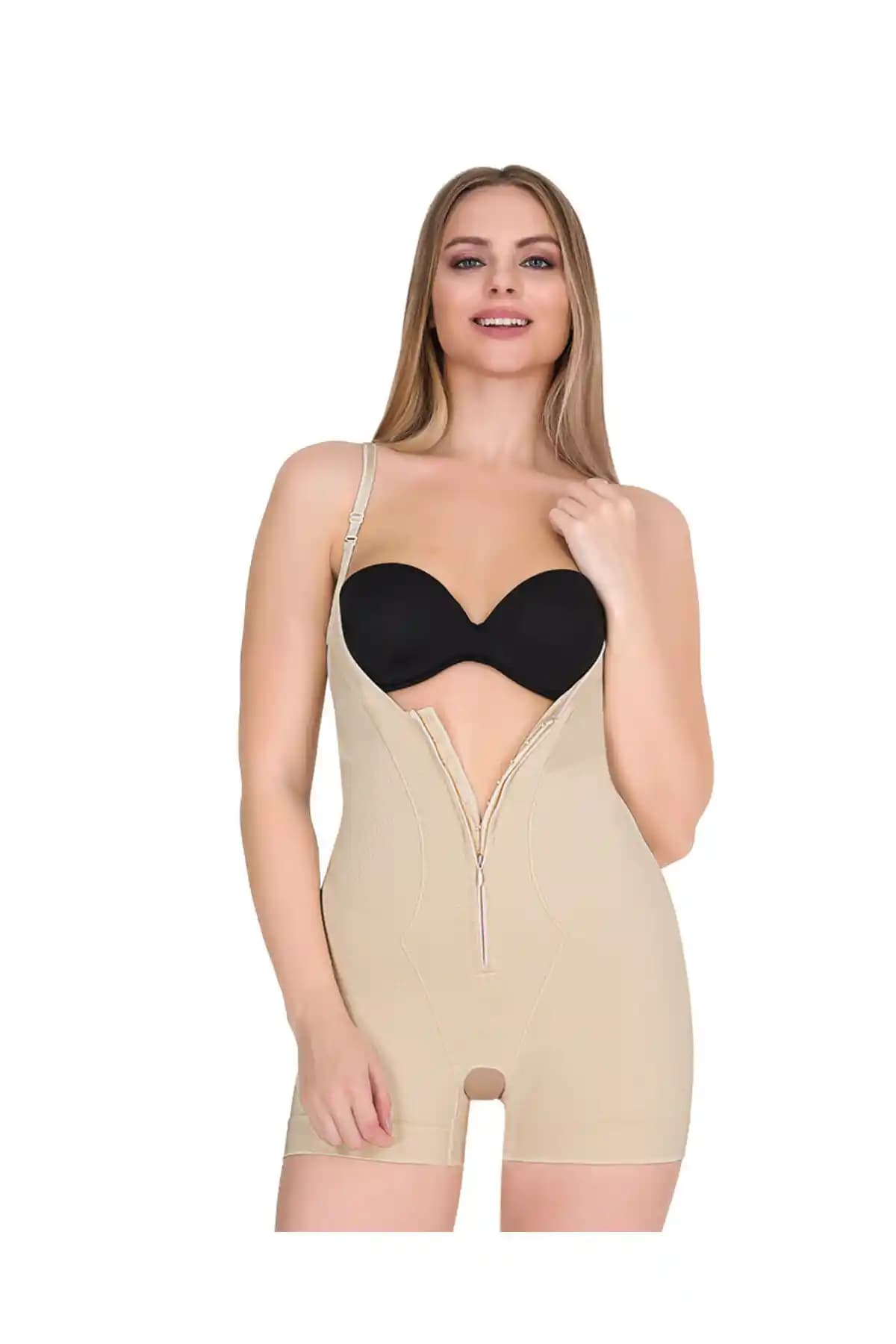Korsefabrika Trend Mood Store Agraflı Fermuarlı Kısa Paça İncelten Toparlayıcı Badi Korsesi