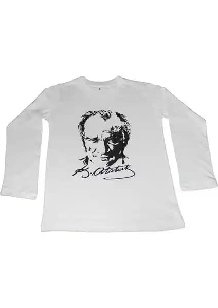 Kostüm Sarayı Atatürk Baskılı Uzun Kollu Çocuk Tişörtleri Geniş Renk ve Beden Seçenekleriyle
