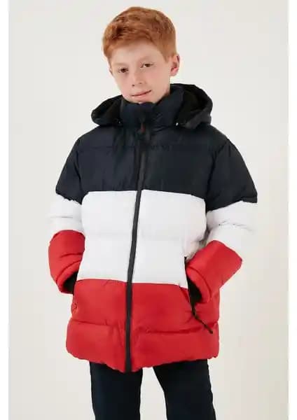 Lela Erkek Çocuklar İçin Peluş Astarlı Çıkarılabilir Kapüşonlu Şişme Mont