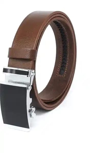 Livize Otomatik Tokalı Deliksiz Deri Erkek Kemeri 3,5cm Fındık Renkli Şıklık ve Konfor Sunar