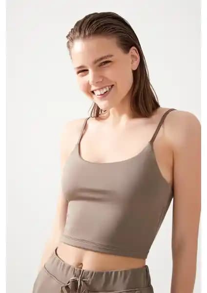 Los Ojos Kadın Vizon Askılı Hafif Destekli Kaplı Spor Sütyeni Günlük ve Spor Kullanımı İçin