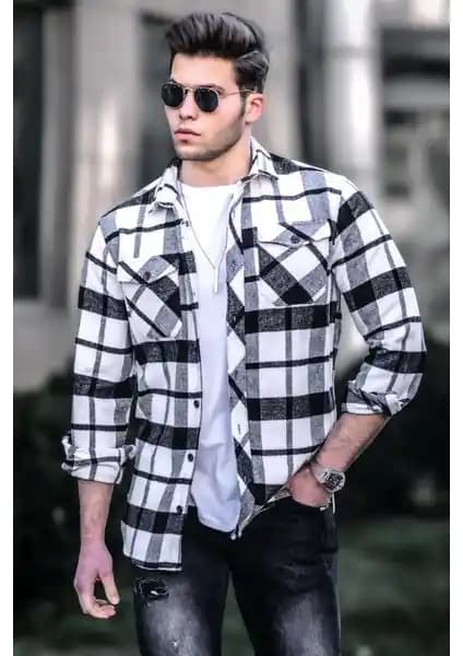 Madmext Beyaz Oduncu Gömlek 4950: Şık ve Konforlu Erkek Giyim Seçeneği