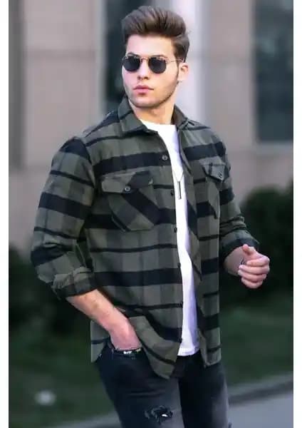 Madmext Haki Oduncu Gömlek 4950 Erkekler İçin Şık ve Dayanıklı Günlük Giyim Seçeneği