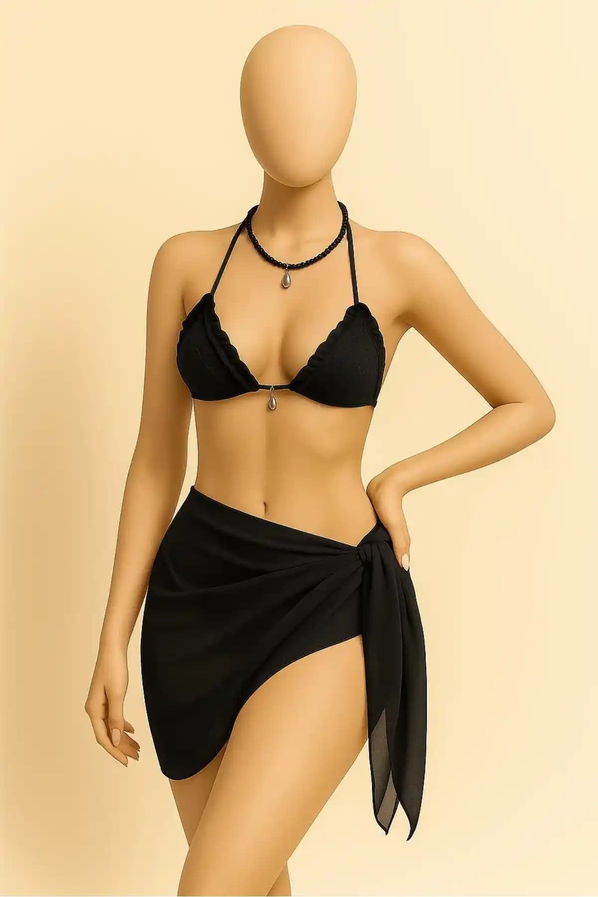 MinaCarin Siyah Tül Pareo Kadın Plaj Elbisesi Şıklık ve Rahatlığı Bir Arada Sunar