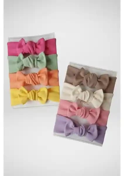 Minnie Kids Kız Bebek 8'li Ribana Bandana Seti Doğal ve Şık Tasarım Çocuk Aksesuarı