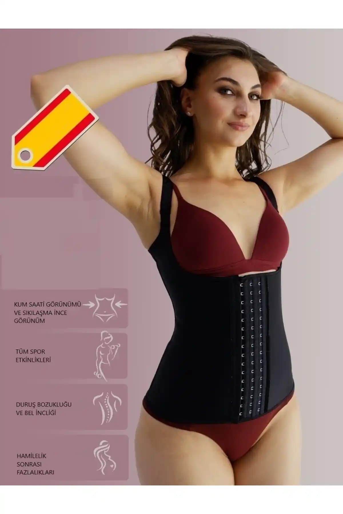 MİSTİRİK Trigoso Model 4 Kademeli Doğum Sonrası Sarkma Önleyici Askılı Latex Korse