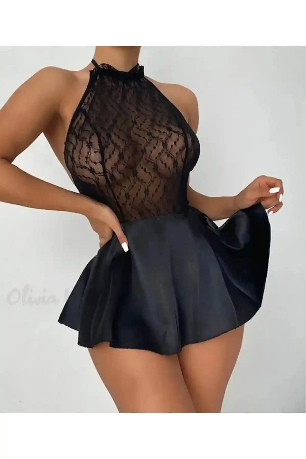 My Cherie Dantelli ve Saten Etekli Mini Gecelik Takımı Şıklık ve Konfor Sunar