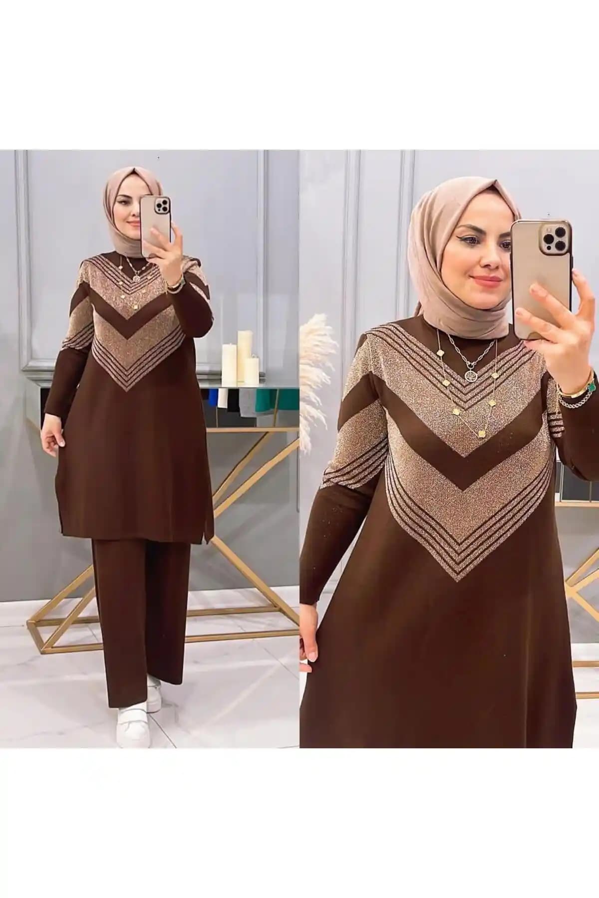 Nacar Çarşı Kadın Uzun Bisiklet Yaka Triko Tunik Günlük ve Şık Kullanım İçin