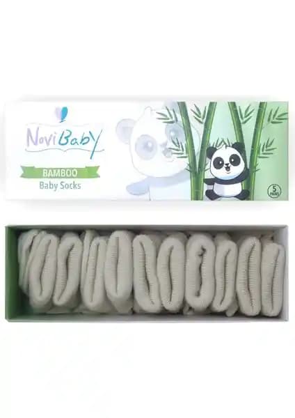 Novibaby 5'li Bambu Yenidoğan Bebek Çorapları Doğal ve Konforlu Bebek Giyim Seçeneği
