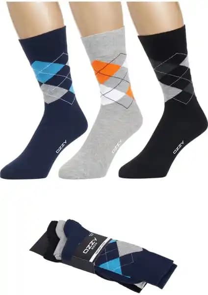 Ozzy Socks Erkekler İçin Yüksek Kaliteli Dikişsiz Pamuklu Çorap Seti 3 Çift
