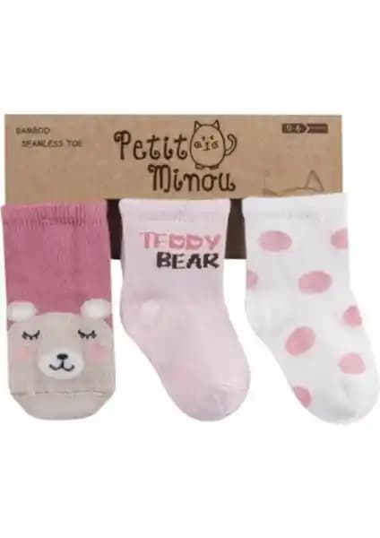 Petit Minou 3'lü Teddy Bear Bebek Soket Çorabı Yüksek Kalite ve Şıklık Sunar