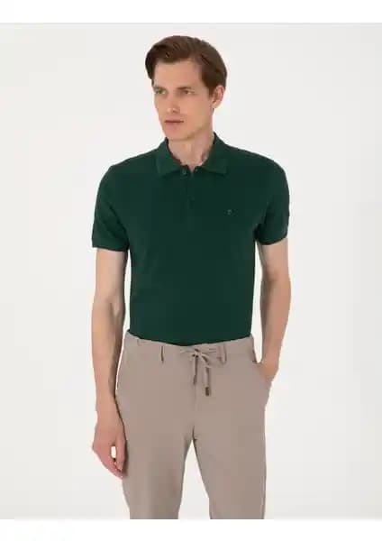 Pierre Cardin Erkek Koyu Yeşil Slim Fit Polo Yaka Tişört Günlük ve Spor Kullanımına Uygun