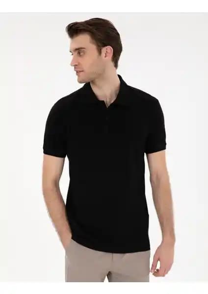 Pierre Cardin Erkek Siyah Slim Fit Polo Yaka Tişört %100 Pamuk Şıklık ve Konfor Bir Arada