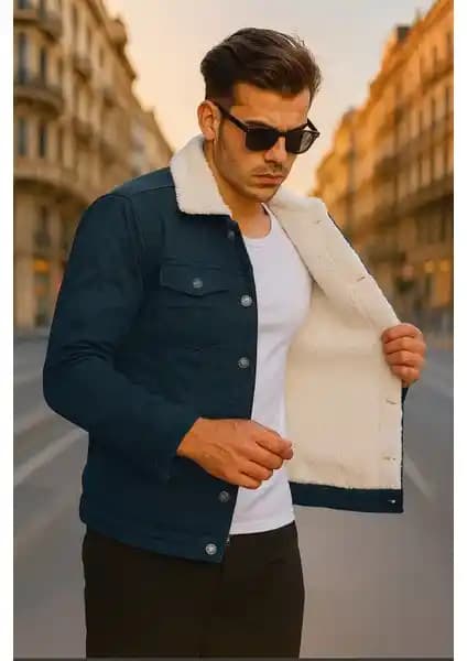 Pobudo Füme Renk İç Kürklü Erkek Montu Modern ve Şık Tasarımıyla Kışa Uygun