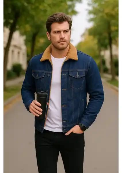 Pobudo Koyu Lacivert Hardal Kürklü Kot Mont: Şıklık ve Konforun Buluşması