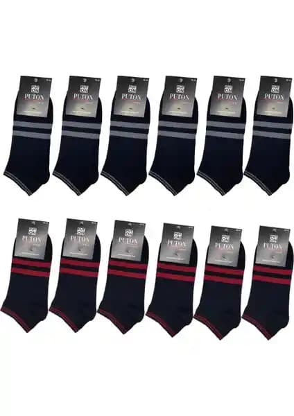 Puton Erkek Çizgili 12'li Patik Çorap Seti: Konfor ve Şıklığın Modern Buluşması