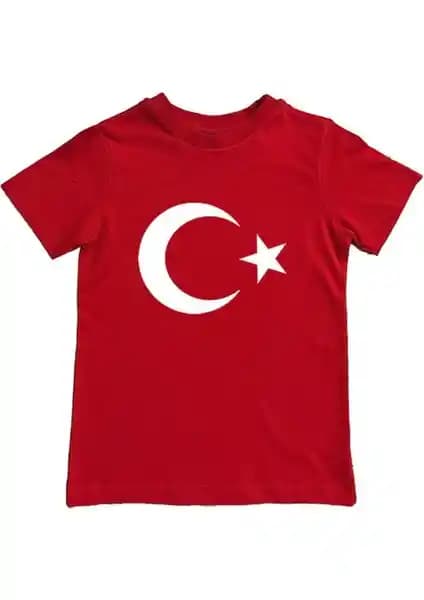 Sedirli Türk Bayrağı Baskılı Çocuk Tişörtü Yüksek Kalite ve Rahatlık Sunar