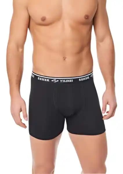 Seher Yılzı Erkek Siyah Boxer: Rahat ve Ekonomik Günlük İç Giyim Seçeneği