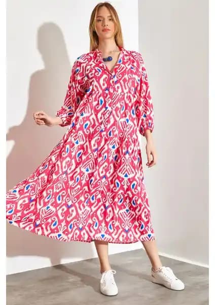 Shade Kadın Multi Desenli Viskon Elbise Günlük Şıklık ve Konfor Sunar