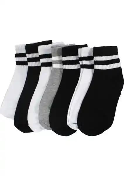 Trick or Treat 7'li Paket Pamuklu Renkli Çizgili Erkek Çorapları Günlük ve Spor Kullanımına Uygun