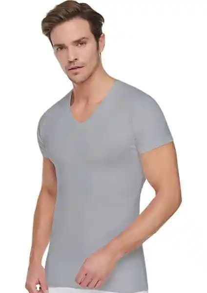 Tutku 6 Adet V Yaka Erkek Kısa Kollu Atletler Günlük ve Spor Kullanımı İçin Uygun